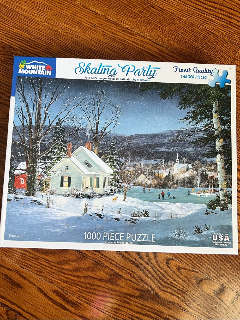 White Mountain Skating Party Puzzle —Winter Scene 1000 Piece